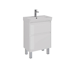 Тумба Lemark COMBI 60 см под 1 раковину, подвесная/напольная, 2 ящика, цвет корпуса, фасада: Белый г