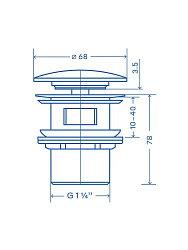 Донный клапан для раковины Pragma, белый глянцевый, керамический, без перелива, HME5.GWCO.001