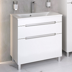 Тумба /2 ящ /напольная/белый/раковина Прима (80см) Olivia/AQUA DE MARCO