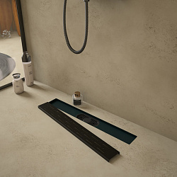 Corpa Nera Grossi/Гросси душевой трап 50 см с гидрозатвором, решетка из нержавеющей стали, черный