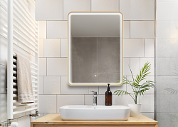 Зеркало Бангкок Gold 80х80 с подсв./антизапот., BAN80X80GO