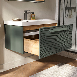 Тумба подвесная Gleam 80.1Y, зеленый камень/дуб вотан (78857(80))