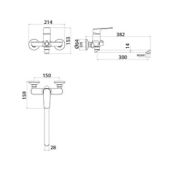 Смеситель для ванны с длинными изливом, Sign, IDDIS, SIGSBL2i10WA