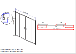 Душевая дверь Garda VDS-1G2200CH, 2000, хром, стекло шиншилла, , шт