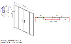 Душевая дверь Garda VDS-1G2170CLG, 1700, брашированное золото, стекло прозрачное, , шт