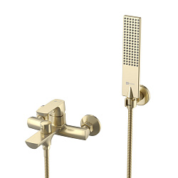 URSUS Смеситель для ванны с коротким изливом,  поворотный переключатель, латунь/брашированное светло