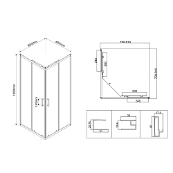 Душевой уголок City VSS-5CT800MT, 800*800, хром, стекло текстурное, , шт