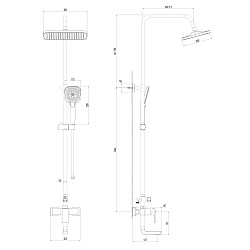 Душевая система с тропическим душем и поворотным изливом, хром