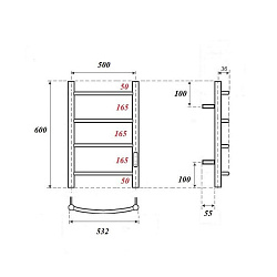 Полотенцесушитель электрический Point Афина PN04856W П4 500x600 диммер справа, белый