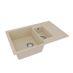 RAMZA 760 Мойка кухонная из кварцгранита цвет: бежевый комплектация: крепеж, сливная арматура с пере