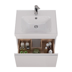 Тумба Lemark VEON MINI 60 см под 1 раковину, подвесная,1 ящик, цвет корпуса, фасада: Белый глянец