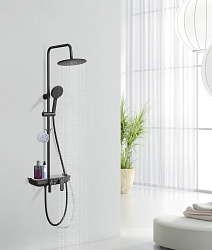 Душевая система с верхним душем с поворотным изливом, верхняя лейка Ø24 см, LM7012BL