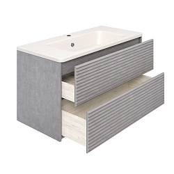 Тумба/2 ящ/подвесная/дымчатый серый/раковина Палермо(100см) Parma /AQUA DE MARCO