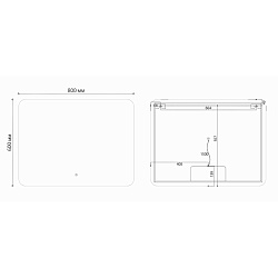 Зеркало LED VLM-3BE800-2 800х600 c сенсорным выключателем и диммером, антизапотевание, , шт