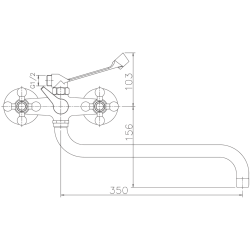 Смеситель для ванны, длинный излив, латунь, бронза HB2619-4