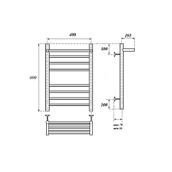Полотенцесушитель водяной Point Аврора премиум PN10146SP П7 400x600 с полкой, хром