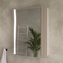 ВЫВОД Шкаф зеркальный Lotty LED 60, левый, латте