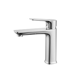 Смеситель для раковины, средний, монолитный, высота излива 13 см, длина 14 см, латунь/хром