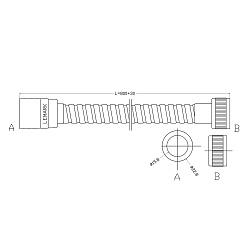 Шланг душевой 0.8 м, нерж. сталь/хром, пакет с подвесом