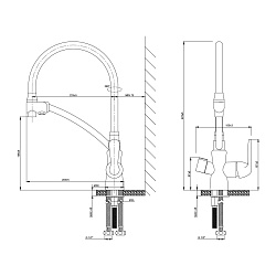 ВЫВОД COMFORT Смеситель для кухни с гибким изливом, подкл.к фильтру питьевой воды, латунь/хром/красн