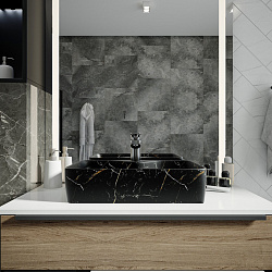 Corpa Nera Grossi/Гросси 48 раковина накладная с полочкой под смеситель, черный мрамор