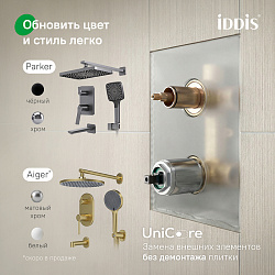 Встраиваемая система с тропическим, ручным душем и изливом, матовый графит, Parker, IDDIS,PARGM03i68