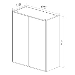 Шкаф Lemark VEON 60 см подвесной, 2-х дверный, цвет корпуса, фасада: Белый глянец
