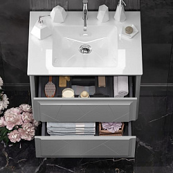 Тумба Opadiris Луиджи 70 подвесная, цвет серый матовый, вар. 2 (под раковину CeraStyle Ibiza 71)