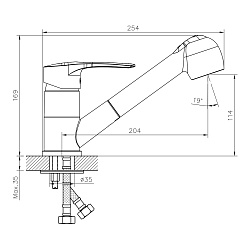 Смеситель DECOROOM DR70023 одноручный для кухни с вытяжным изливом