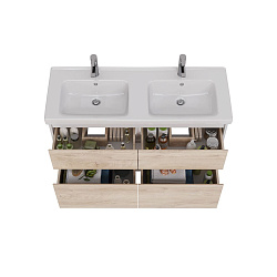 Тумба Lemark COMBI 125 см под 2 раковины, подвесная/напольная,4 ящика, цвет фасада: Дуб кантри, цвет