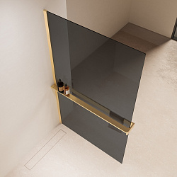 Душевая перегородка Walk-In VSW-1HR100CGG, 1000*2000, брашированное золото, стекло тонированное, , ш