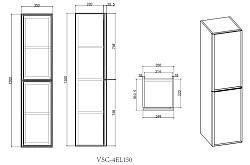 Шкаф Elise VSC-4EL150MG подвесной, 1500*350*350, серый матовый, , шт