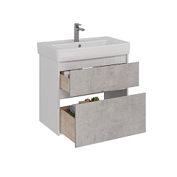 Тумба Lemark COMBI 80 см под 1 раковину, подвесная/напольная, 2 ящика, цвет фасада: Бетон, цвет корп