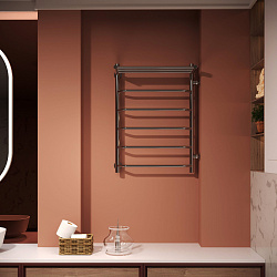 Aringa Римини полотенцесушитель водяной 50*80*50 с полкой. боковое подключение правое, хром