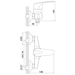 Смеситель для душа, латунь/хром, D40-41