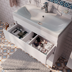 Тумба напольная с 2 ящиками, белая, 80 см, Zodiac, IDDIS, ZOD8CBFi95