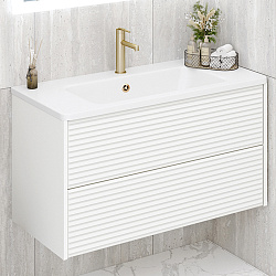 Тумба/2 ящ/подвесная/белая/раковина Палермо(100см) Parma /AQUA DE MARCO