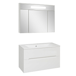 Тумба /2 ящ/подвесная/белый/раковина Прима (100см) Olivia/AQUA DE MARCO