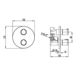 Встраиваемый термост смеситель для душа, на один выход, без аксессуаров, латунь/хром LM7823C