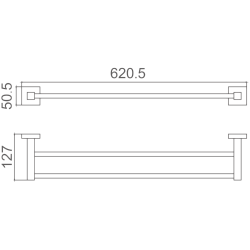 Держатель для полотенец, двойной 600 мм, черный HB8909