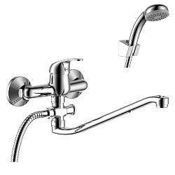 Смеситель универсальный с S-образным изливом 30 см, вытяжной переключатель, латунь/хром