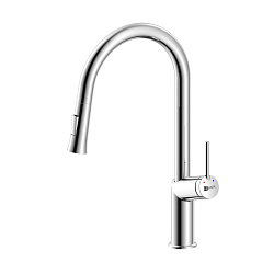 Смеситель для кухни с вытяжным изливом, два режима, высота излива 21 см, длина 23 см, латунь/хром