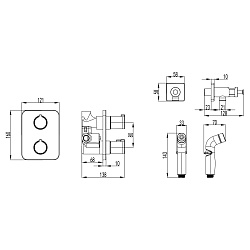 Встраиваемый термостатический смеситель с гигиеническим душем, латунь/хром LM7820C