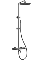 Душевая стойка Villa VSFS-1VL1GM с изливом, 25см верх. душ из нерж. стали, вороненая сталь , , шт