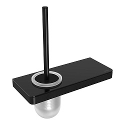 Ершик для унитаза GLASS LINE с держателем и полкой, полка 30х12,5 см, чёрный/чёрное стекло