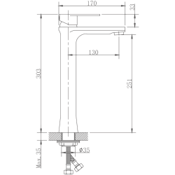 Смеситель для раковины высокий, нержавеющая сталь HB11807