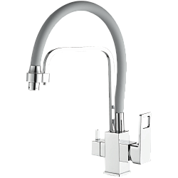 Смеситель для кухни с подключением фильтра, гибкий излив, латунь, хром HB76615