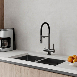 Смеситель для кухни с фильтром и гибким изливом, графит, Ace, IDDIS, ACEGMFFi05