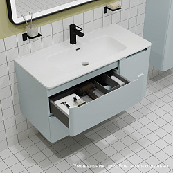 Тумба подвесная, 100 см, голубой, Edifice, IDDIS, EDI10B0i95 подходит умыв. 0101000i28