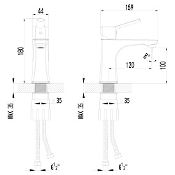 Cмеситель для раковины монолитный, хром, S0506C